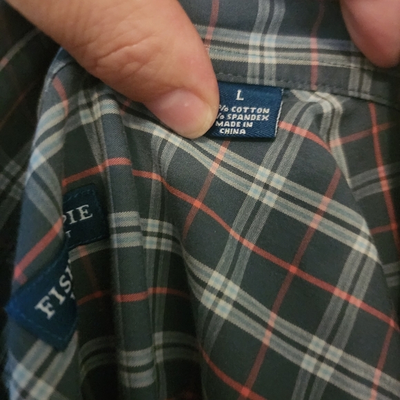 Fish Hippie Men's Blue Plaid Shirt Large - Picture 4 of 4